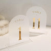 UNIQOOO Frosted Arch Wedding Table Numbers with Stands 1-20, Gold Foil Printed 5x7 Acrylic Signs and Holders, Perfect for Centerpiece, Reception, Decoration, Party, Anniversary, Event