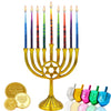 Dripless Hanukkah Candles, Multicolored Striped Deluxe Tapered Decorations, Chanukkah Menorah Candles for All 8 Nights of Chanukah (Single-Pack)