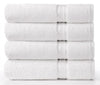 Cotton Craft Ultra Soft 4 Pack Oversized Extra Large Bath Towels 30x54 White Weighs 22 Ounces - 100% Pure Ringspun Cotton - Luxurious Rayon Trim - Ideal for Everyday use - Easy Care Machine wash