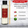 Urban Naturals Holiday Cheer Reed Diffuser Refill Oil | Cranberry, Cinnamon, Evergreen, Cedar & Smokey Wood | Made with Essential Oils | Includes a Free Set of Reed Sticks! 4 oz Made in The USA