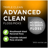 DenTek Triple Clean Advanced Clean Floss Picks, No Break & No Shred Floss, 150 Count