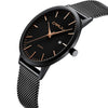 CRRJU Watches,Men's Minimalist Fashion Simple Wrist Watch Analog Date with Mesh Strap Gold/Black