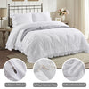 HIG 3 Piece Chic King Ruffle Duvet Cover Off - Handmade Rustic Ruffle - 100 Pre-Washed Microfiber Bedding Natural Wrinkle & Breathable Zipper Closure & Corner Ties (Hans), Hans-Off White