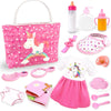 BNUZEIYI Baby Doll Accessories -Baby Doll Feeding and Caring Set with Diaper Bag Doll Diaper and Bottles for Girls Toys Gift, Baby Doll Stuff Doll Clothes fit 14-16 Inch Doll and 18 Inch Doll