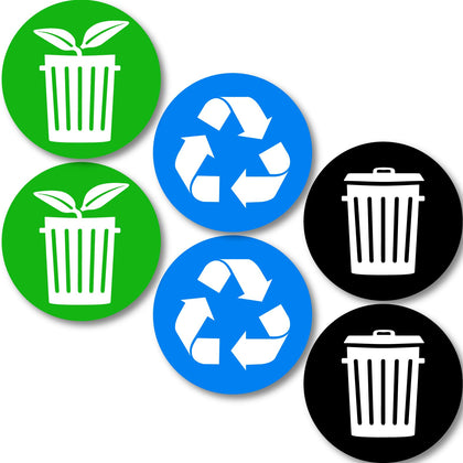 Recycle and Trash Logo Stickers - Organize Trash - for Metal or Plastic Garbage cans, containers and Bins - Indoor & Outdoor - Home, Kitchen, Office - Premium Decal (Compost, Small)