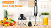 Immersion Blender Handheld, 1100W 5-in-1 Multi-Purpose Hand Blender, 12-Speed Stick Blender, 600ml Beaker, 500ml Chopper, Egg Whisk, Milk Frother, Black