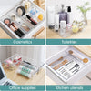 WOWBOX 25 PCS Clear Plastic Drawer Organizer Set, 4 Sizes Desk Drawer Divider Organizers and Storage Bins for Makeup, Jewelry, Gadgets for Kitchen, Bedroom, Bathroom, Office