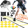 GHB Agility Ladder,Football Training Equipment Set,4 Agility Hurdles, 20 feet12 Rungs Speed Ladder,12 Disc Cones,Resistance Parachute, Jump Rope, 4 Resistance Bands