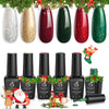 Beetles Gel Nail Polish Set, Sparkle Green Glitter Gold Silver Gel Polish Dark Green Dark Red Gel Polish Kits Soak Off Nail Lamp Uv LED Cured for Nail Art Design Christmas Day Gifts for Women