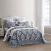 HZ&HY Oversized King Bedspread 128x120 Extra Wide, Jacquard Matelasse Damask Pattern Design, Lightweight, Reversible, 5 Piece, 100% Microfiber, King/Cal King, Dark Blue