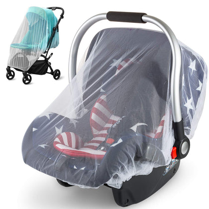 2 Pack Mosquito Cover for Stroller, Bug Net for Car Seat, Portable Durable, No Harmful Chemicals, Long-Lasting Infant Insect Shield Netting, White (M+L), Set.