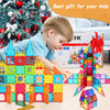 LATI 130 pcs Magnetic Tiles,Large Magnet Building Blocks for Kids STEM Construction Set Clear Imagination Inspirational Educational Toddler Boys Girls Kids Toys for 3 4 5 6 7 8 Years with 2 Cars