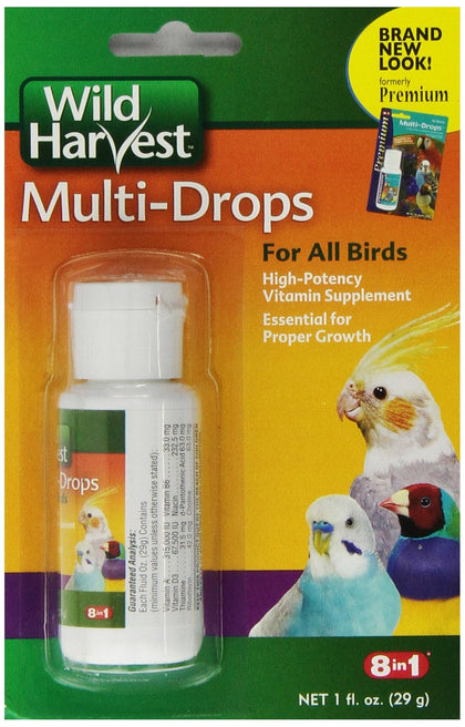 United Pet Group Wild Harvest Multi-Drops for All Birds 1 Ounce, High-Potency Vitamin Supplement (D13123)