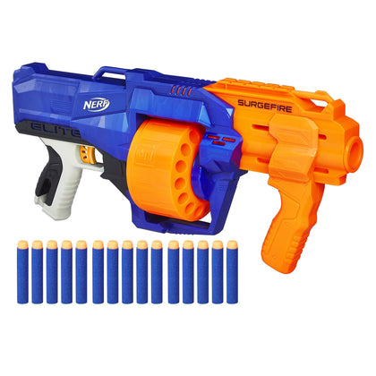 NERF SurgeFire Elite Blaster, 15-Dart Rotating Drum, Slam Fire, Includes 15 Official Nerf Elite Darts (Amazon Exclusive)