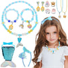 ShineySky Mermaid Dress Up Jewelry for Girls, Princess Accessories Headband Rings Necklaces Bracelets with Changeable Charms, 18pcs Set for Kids Age 3 4 5 6 7 8+ Year Old