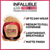 L'Oreal Paris Makeup Infallible Fresh Wear Foundation in a Powder, Up to 24H Wear, Waterproof, Porcelain, 0.31 oz.