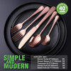 Copper/Rose Gold Silverware Set, OGORI 40-Piece Stainless Steel Flatware Set, Kitchen Utensil Set Service for 8, Mirror Polished Tableware Cutlery Set for Home and Restaurant, Dishwasher Safe