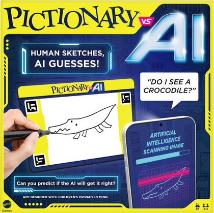 Mattel Games Pictionary Vs. AI Family Game for Kids and Adults and Game Night Using Artificial Intelligence for 2 - 4 Players