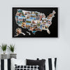 USA Photo Map - 50 States Travel Map - 24 x 36 in - Printed on Flexible Vinyl - Rewritable Double Layer Map of United States - Includes Secure Photo Maker - Unframed - Black