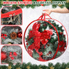 Aliceset 9 Pcs Christmas Wreath Storage Container 30 Inch Clear Wreath Storage Bags Plastic Artificial Garland Container with Dual Zippers and Handles for Xmas Thanksgiving Holiday (Red)