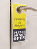 Do Not Disturb Sign - Pumping in Progress Do Not Open, Door Hanger 2 Pack, Double Sided, Ideal for Using in Any Places