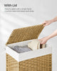 SONGMICS Handwoven Laundry Hamper, 23.8 Gal (90L) Synthetic Rattan Clothes Laundry Basket with Lid and Handles, Foldable, Removable Liner Bag, Natural ULCB51NL