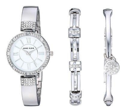 Anne Klein Women's Premium Crystal Accented Watch and Bracelet Set