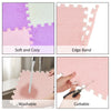 18 Pcs Plush Foam Floor Mat Square Interlocking Carpet Tiles with Border Fluffy Play Mat Floor Tiles Soft Climbing Area Rugs for Home Playroom Decor, 12 x 12 x 0.4 Inch (Beige, Light Pink, Mauve)