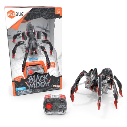 HEXBUG Remote Control Black Widow, Rechargeable Robot Spider Toys for Kids, Adjustable Robotic Black Widow Figure STEM Toys for Boys & Girls Ages 8 & Up