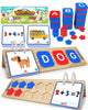 Wooden CVC Word Spelling Games, Math Addition Game, Sight Word & Math Flash Cards: Montessori Educational Toy for Kindergarten Homeschool Supplies Preschool Activities 3 4 5 6 Year Old Kids