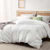 Bedsure White Duvet Cover Queen Size - Polyester & Rayon Derived from Bamboo Queen Duvet Cover Set, 3 Pieces, 1 Zipper Closure Duvet Cover (90