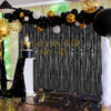 ACCEVO 3Pack Black Foil Fringe Curtains Party Streamers 3.2ft x 8.2ft Door Streamer Tinsel Streamers Black Party Decorations Photo Booth for Halloween New Year Holiday Celebration Party Decoration