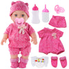 DONTNO 12 Inch Baby Doll with Clothes and Accessories, Reborn Alive Baby Doll Feeding and Caring Set with Baby Bottles Diaper Nipple for Little Girls Pretend Play Set