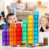 CuteTiger Magnetic Tiles, Magnet Tiles, 100 Pcs Magnetic Building Blocks No Cars, Square Building Castle, Preschool Toys, STEM Stacking Construction Montessori Toys for Kids