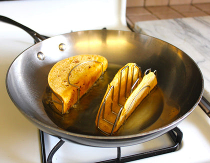 THE ORIGINAL MI TACO STAND- Make Perfect Flat-Bottom Taco Shells for Baking, Frying or Air Frying - Using REAL Corn or Flour Tortillas even Egg Roll Wrappers