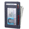 travelambo front pocket minimalist leather slim wallet rfid blocking carbon fiber texture(navy blue)