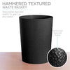 Bath Bliss Hammered Design Waste Bin | 1 Pack | Round Open Top | 10 Liter | Bathroom Trash Can | Kitchen | Office | Bedroom | Textured Plastic | Wastebasket | Black