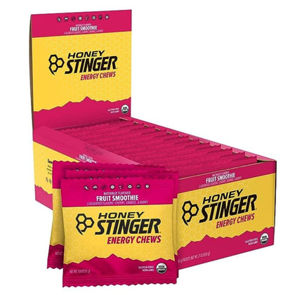 Honey Stinger Organic Fruit Smoothie Energy Chew | Gluten Free & Caffeine Free | For Exercise, Running and Performance | Sports Nutrition for Home & Gym, Pre and Mid Workout | 12 Pack, 21.6 Ounce