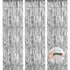 ACCEVO Silver Party Streamers 3Pack Metallic Tinsel Foil Fringe Curtains 3.2ft x 8.2ft Party Decorations for Photo Booth Photoshoot Birthday Bridal Shower Engagement Bachelorette Disco Party Decor