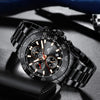 MEGALITH Mens Watches with Stainless Steel Waterproof Analog Quartz Fashion Business Black Chronograph Watch for Men, Auto Date