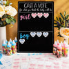 Gender Reveal Decorations for Baby Shower Games with 144 Girl or Boy Voting Stickers and Cast Your Vote Sign with Stand (Chalkboard Design, 12 x 17 in)