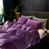 Ivellow Velvet Duvet Cover Queen Purple Velvet Queen Duvet Cover Comforter Cover 3Pcs Ultra Soft Duvet Cover Breathable Solid Luxury Flannel Velour Duvet Cover Zipper Closure Corner Tie