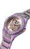 GUESS Ladies Trend Clear-Cut 39mm Watch - Glitz Dial with Iridescent Violet Stainless Steel Case & Bracelet