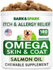 Bark & Spark Omega 3 for Dogs  180 Fish Oil Treats for Dog Shedding, Skin Allergy, Itch Relief, Hot Spots Treatment - Joint Health - Skin and Coat Supplement EPA & DHA Fatty Acids Salmon Oil