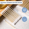 700 Count Cotton Swabs with 1 Dispenser Holder - Bamboo Sticks Cotton Swabs for Ears - Double Round Thick Bamboo Cotton Buds Suitable for Makeup and Cleaning - Clear Plastic Apothecary Jar Containers