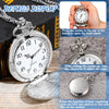 Remuuly 10 Pack Classic Vintage Engraved Quartz Pocket Watch with Chain Arabic Numerals Scale Smooth Watches for Men Women Groomsmen Coworker Teacher Volunteer Christmas Father's Gifts (Silver)