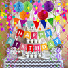 Fecedy Happy Birthday Banner with Colorful Paper Flag Bunting Paper Circle Confetti Garland Swirl Streamers Honeycomb Ball for Birthday Party