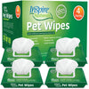 Inspire Naturals Pet Wipes 100% Natural Plant Based with Organic Antioxidants, Dog Wipes Cleaning Deodorizing Cat Wipes | Dog Bath Dog Ear Wipes | Dog Wipes for Paws and Butt (200ct - 4 Pack)