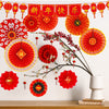 Winlyn 20 Pcs Bulk Chinese New Year Party Decorations Chinese Red Lanterns Oriental Hanging Lucky Paper Fans New Year Banner for Asian Lunar New Year The Year of Dragon Festival Wedding 2024 Decor