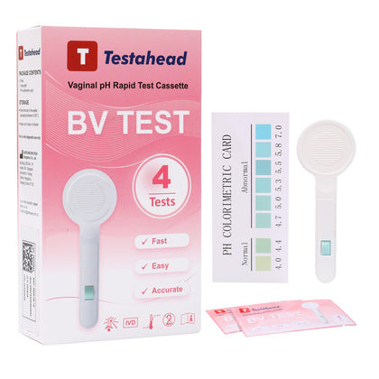 T TESTAHEAD Vaginal pH Test Strips, Feminine Health Vaginal pH Test Strips Kits for Bacterial Vaginitis, Trichomonas Vaginitis, Individual Aluminum Foil Wrapped 4-Packs